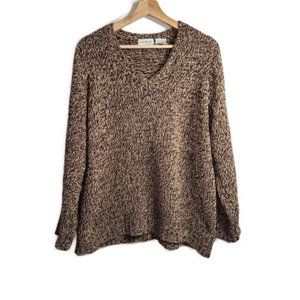 White Stag Soft Knitted Sweater with Brown and Tan Flecks Size Large